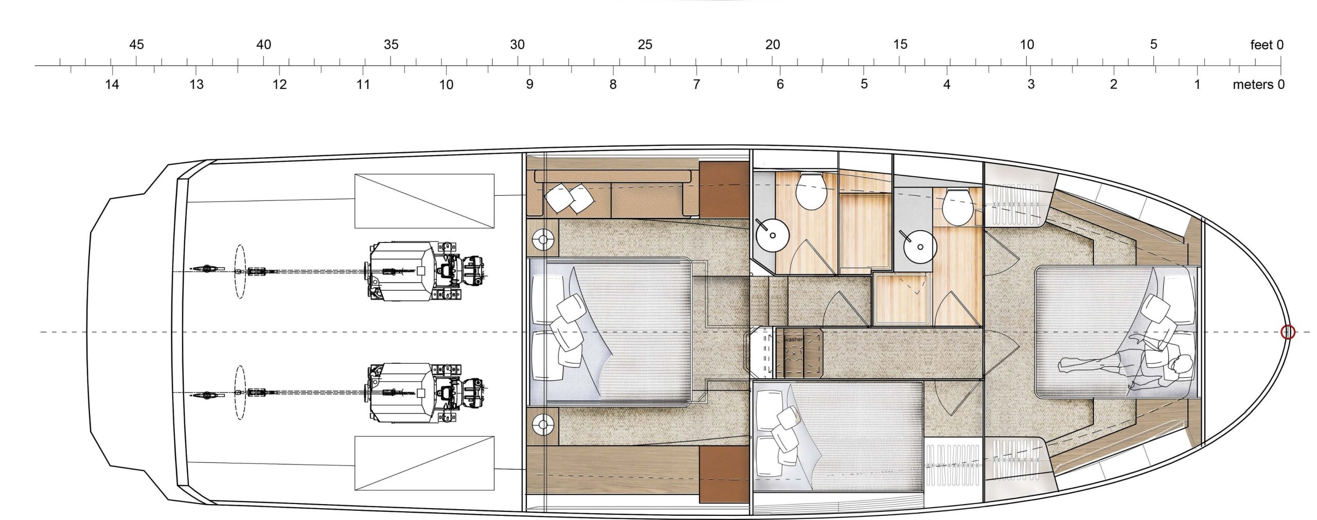 Lower deck - Optional guest cabin double