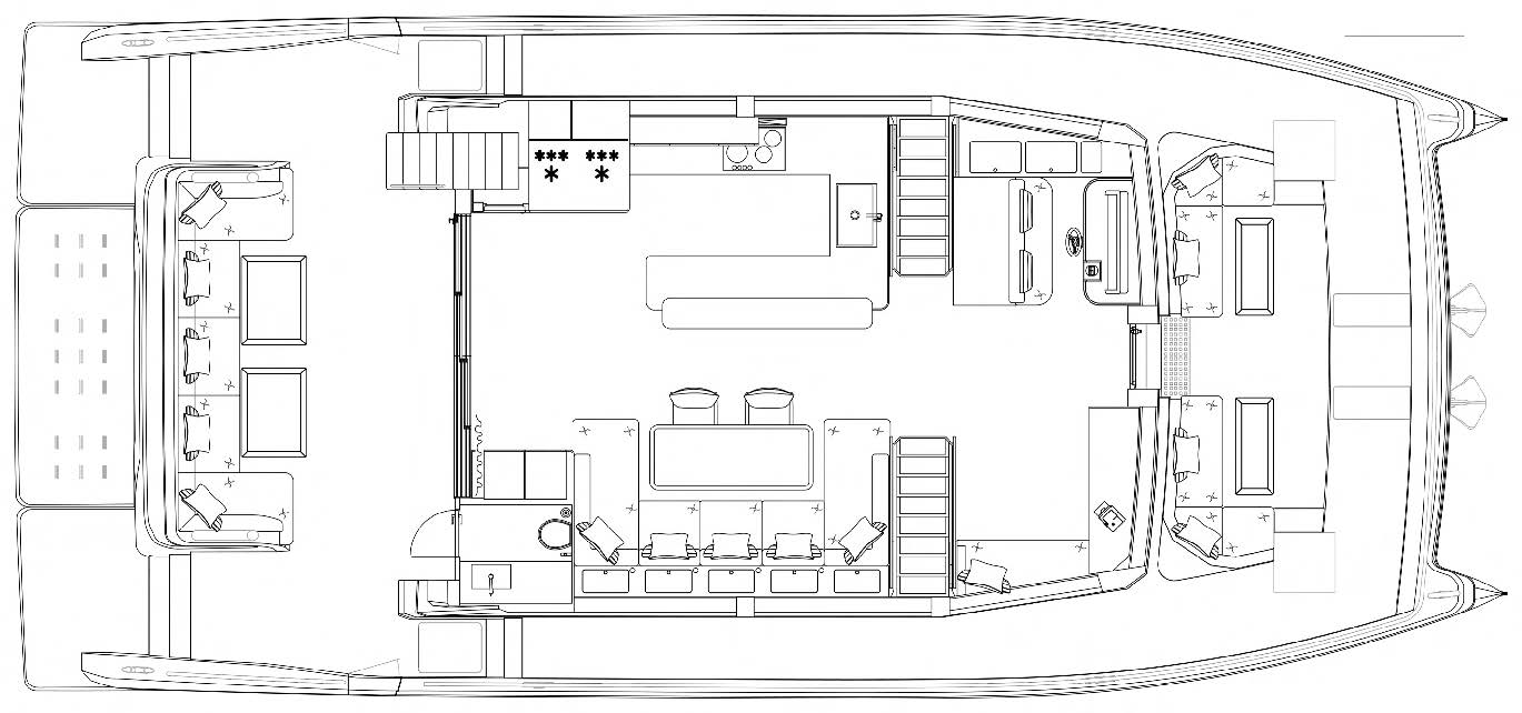 Main deck - Optional wrap-around galley with wet bar